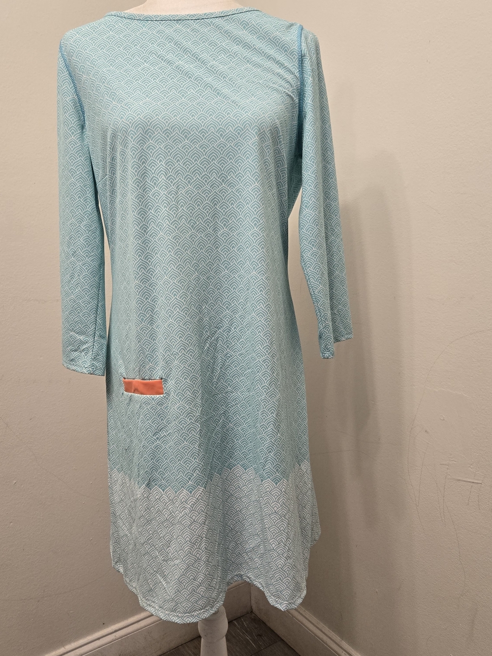 Cabana Life Aqua and Navy Geometric Dress - Picture 2 of 8